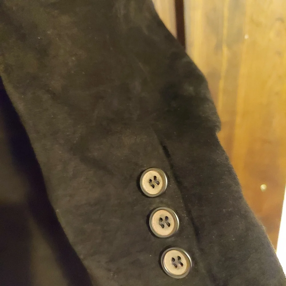 Black Suede Trench Coat: barely worn great condition - Picture 3 of 7